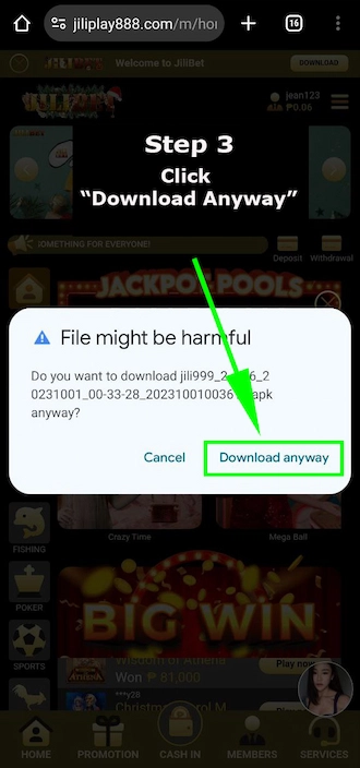 Step 3: click "Download Anyway".